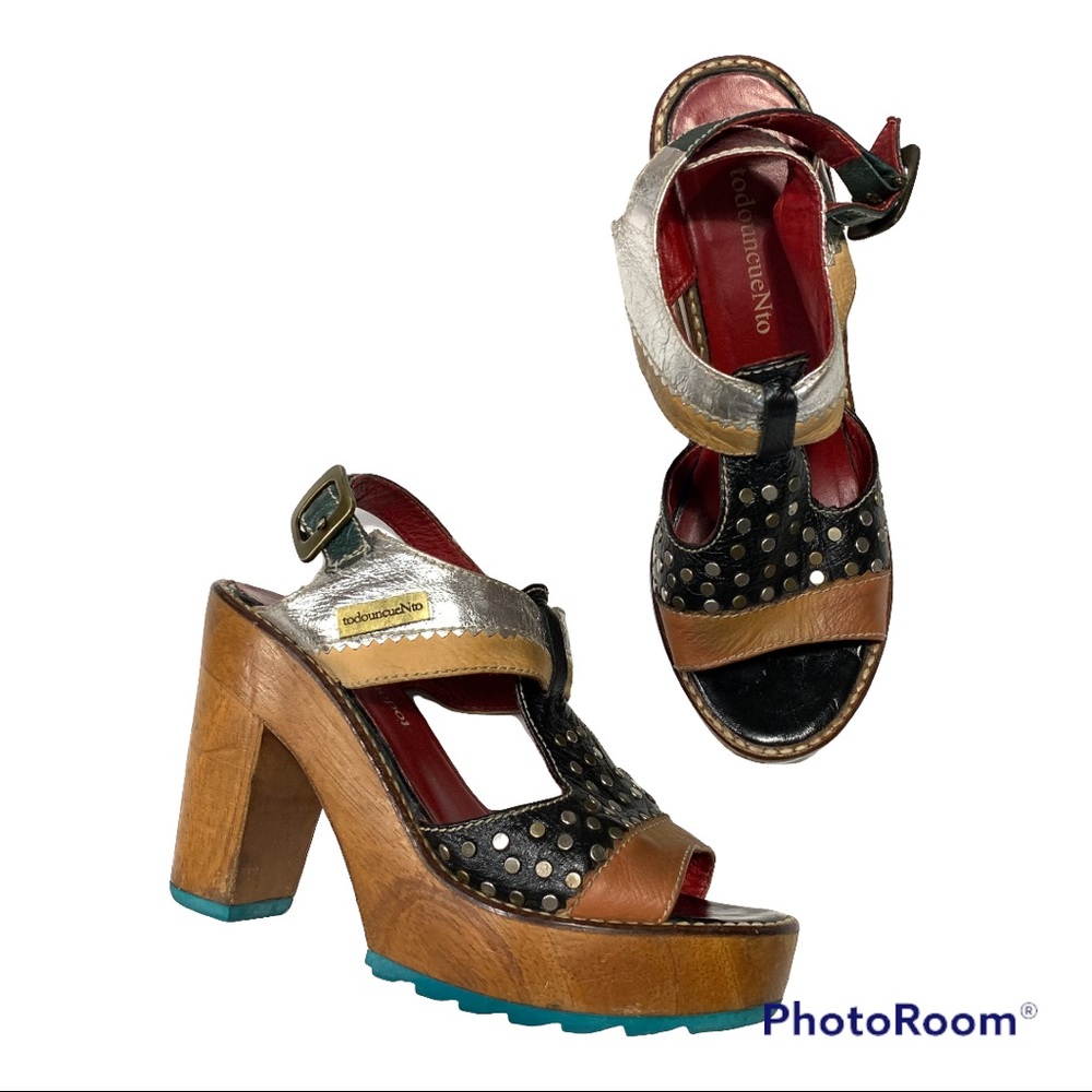 Todouncuento Y2K Platform Artisan Sandals Art Noveau Maximalist 36